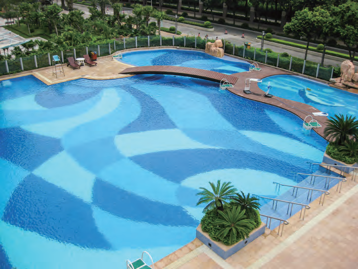深圳天安高尔夫珑园泳池马赛克瓷砖图案效果案例